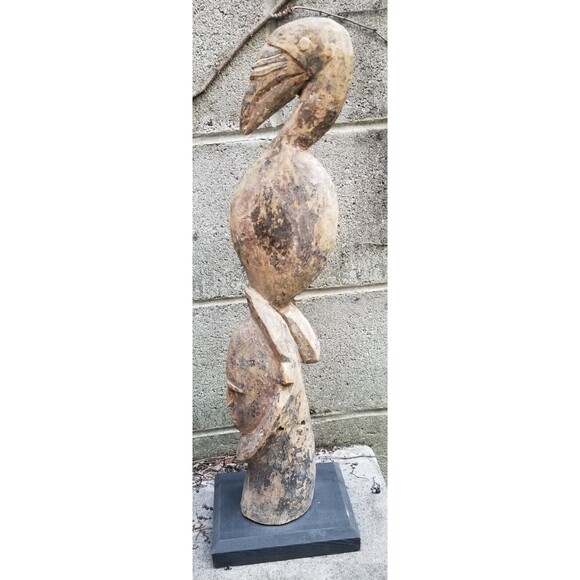 Papua New Guinea Sepik River Hornbill Bird Figurine Oceanic Art Hand Carved 22" - Picture 2 of 2